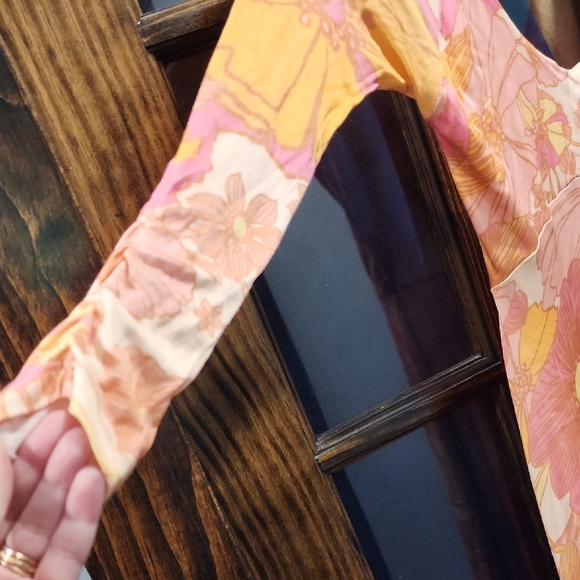 Free People Pink and Orange Long Sleeve Dress - Picture 3 of 13